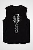 Elektro Gitar Baskılı Unisex Siyah Kolsuz Tişört - Tshirt