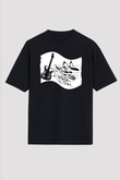 Elektro Gitar Baskılı Unisex Siyah Oversize Tişört - Tshirt
