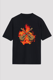 Elektro Gitar Baskılı Unisex Siyah Oversize Tişört - Tshirt