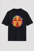 Elektro Gitar Baskılı Unisex Siyah Oversize Tişört - Tshirt