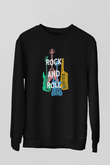 Elektro Gitar Baskılı Unisex Siyah Sweatshirt