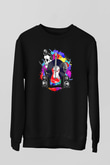 Elektro Gitar Baskılı Unisex Siyah Sweatshirt