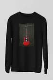 Elektro Gitar Baskılı Unisex Siyah Sweatshirt
