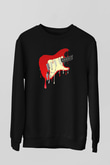 Elektro Gitar Baskılı Unisex Siyah Sweatshirt