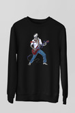 Elektro Gitar Baskılı Unisex Siyah Sweatshirt