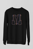 Elektro Gitar Baskılı Unisex Siyah Sweatshirt