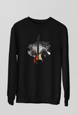 Elektro Gitar Baskılı Unisex Siyah Sweatshirt