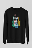 Elektro Gitar Baskılı Unisex Siyah Sweatshirt