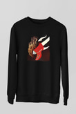 Elektro Gitar Baskılı Unisex Siyah Sweatshirt