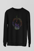 Elektro Gitar Baskılı Unisex Siyah Sweatshirt
