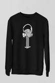 Elektro Gitar Baskılı Unisex Siyah Sweatshirt
