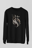 Elektro Gitar Baskılı Unisex Siyah Sweatshirt