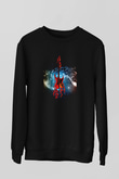 Elektro Gitar Baskılı Unisex Siyah Sweatshirt