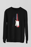 Elektro Gitar Baskılı Unisex Siyah Sweatshirt