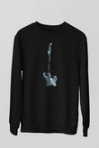 Elektro Gitar Baskılı Unisex Siyah Sweatshirt