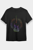 Elektro Gitar Baskılı Unisex Siyah Tişört - Tshirt