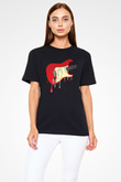 Elektro Gitar Baskılı Unisex Siyah Tişört - Tshirt