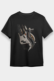 Elektro Gitar Baskılı Unisex Siyah Tişört - Tshirt