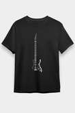 Elektro Gitar Baskılı Unisex Siyah Tişört - Tshirt