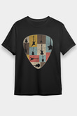 Elektro Gitar Baskılı Unisex Siyah Tişört - Tshirt