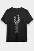 Elektro Gitar Baskılı Unisex Siyah Tişört - Tshirt