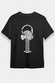 Elektro Gitar Baskılı Unisex Siyah Tişört - Tshirt