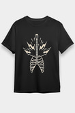 Elektro Gitar Baskılı Unisex Siyah Tişört - Tshirt