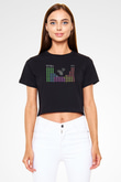 Elementler Baskılı  Siyah  Crop Top Tişört