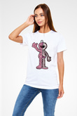 Elmo Half Skeleton Baskılı Unisex Beyaz Tişört