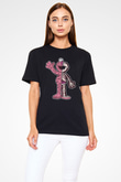 Elmo Half Skeleton Baskılı Unisex Siyah Tişört