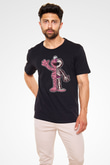 Elmo Half Skeleton Baskılı Unisex Siyah Tişört