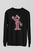 Elmo Half Skeleton Baskılı Unisex Siyah Sweatshirt
