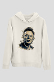 Elon Musk Baskılı Beyaz Unisex Kapüşonlu Sweatshirt