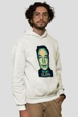 Elon Musk Baskılı Beyaz Unisex Kapüşonlu Sweatshirt