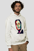 Elon Musk Baskılı Beyaz Unisex Kapüşonlu Sweatshirt