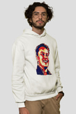 Elon Musk Baskılı Beyaz Unisex Kapüşonlu Sweatshirt