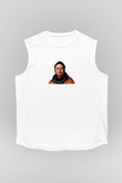 Elon Musk Baskılı Beyaz Unisex Kolsuz Tişört - Tshirt