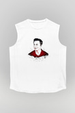 Elon Musk Baskılı Beyaz Unisex Kolsuz Tişört - Tshirt