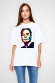 Elon Musk Baskılı Beyaz Unisex Oversize Tişört - Tshirt