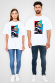 Elon Musk Baskılı Beyaz Unisex Oversize Tişört - Tshirt