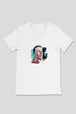 Elon Musk Baskılı Beyaz Unisex V Yaka Tişört - Tshirt