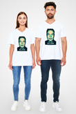 Elon Musk Baskılı Beyaz Unisex V Yaka Tişört - Tshirt