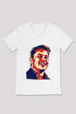 Elon Musk Baskılı Beyaz Unisex V Yaka Tişört - Tshirt