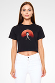 Elon Musk Baskılı Siyah Crop Top Kadın Tişört - Tshirt