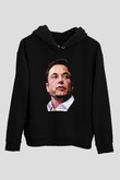 Elon Musk Baskılı Unisex Siyah Kapüşonlu Sweatshirt
