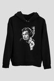 Elon Musk Baskılı Unisex Siyah Kapüşonlu Sweatshirt