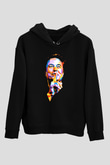 Elon Musk Baskılı Unisex Siyah Kapüşonlu Sweatshirt