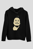 Elon Musk Baskılı Unisex Siyah Kapüşonlu Sweatshirt