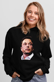 Elon Musk Baskılı Unisex Siyah Kapüşonlu Sweatshirt