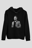Elon Musk Baskılı Unisex Siyah Kapüşonlu Sweatshirt